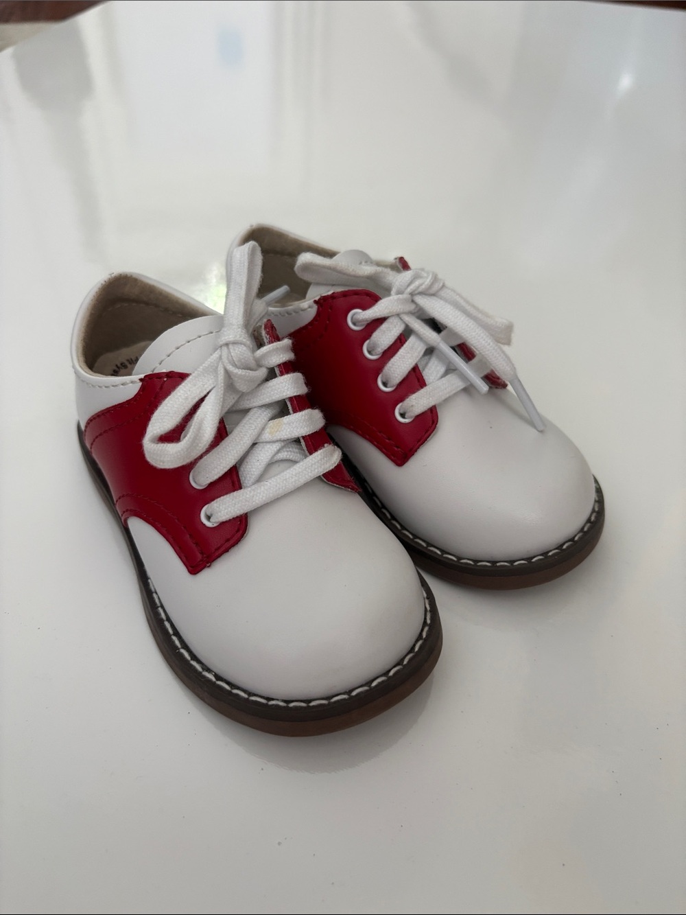 FootMates White and Red Lace-Up Kids Dress Shoes